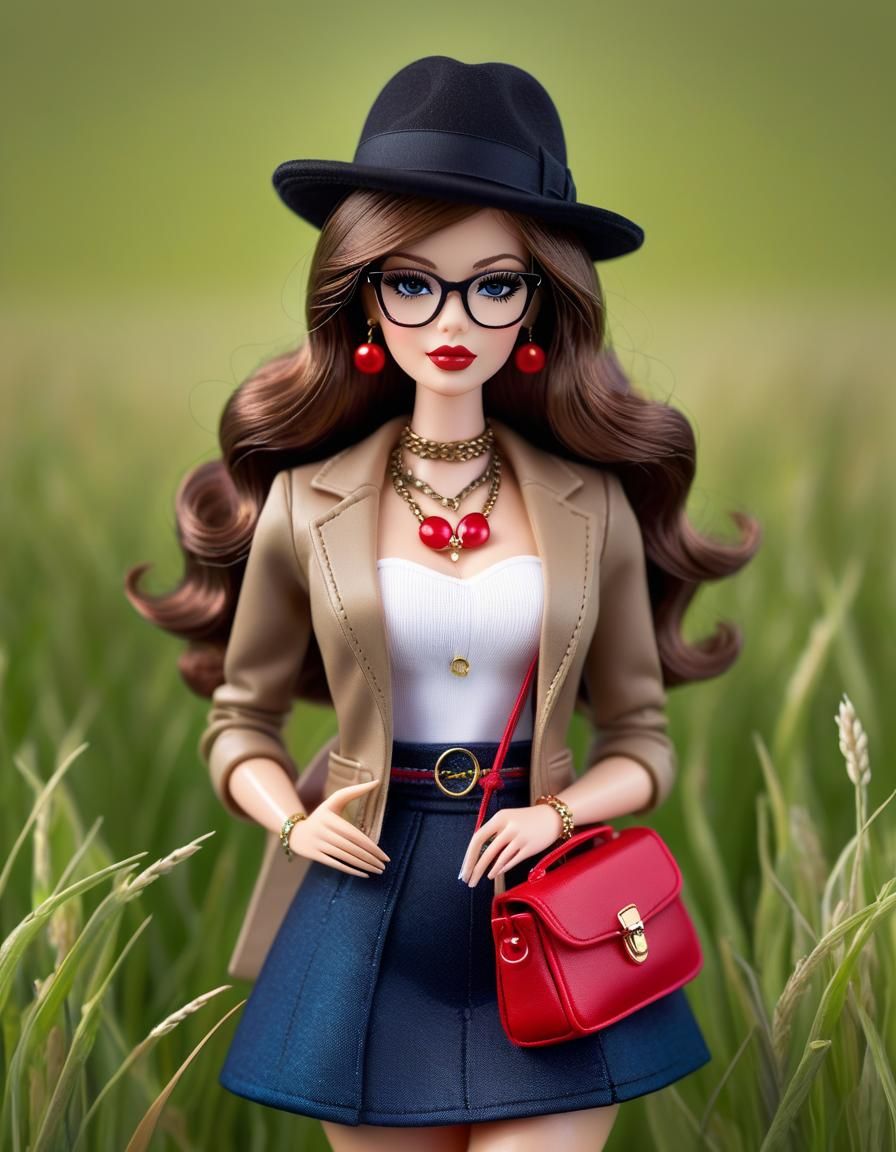 Hyperrealistic Hipster Barbie Doll Portrait