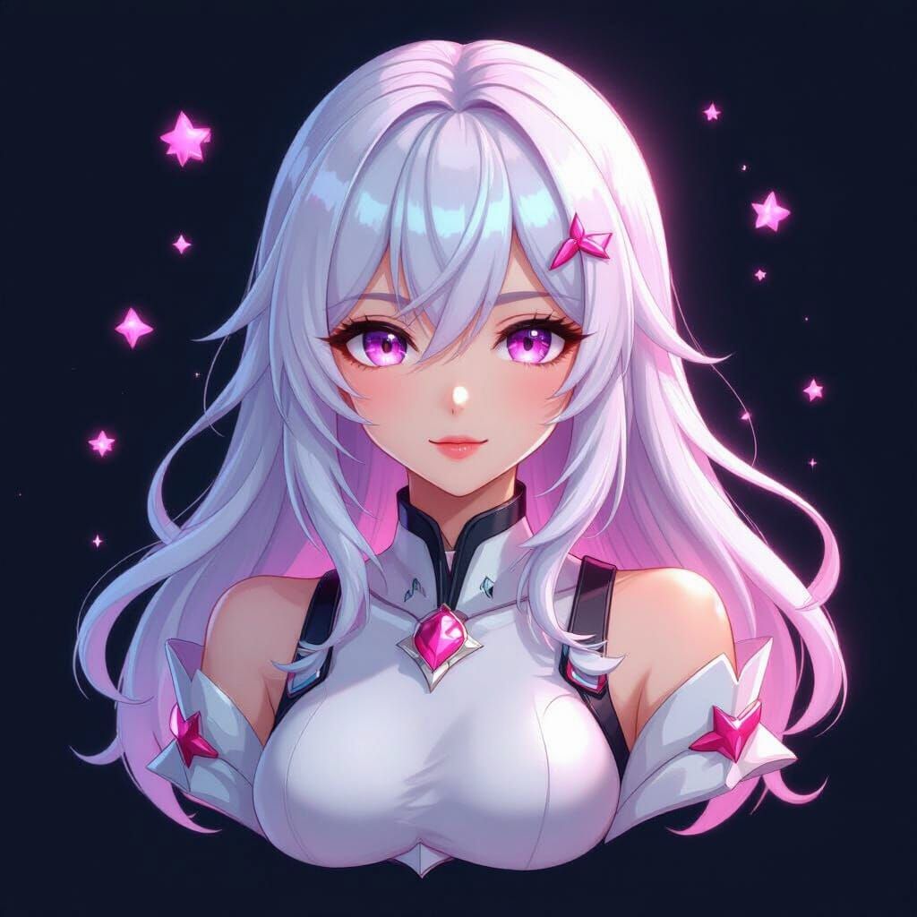 3D Anime Twitch Panel in White, Silver, and Pink