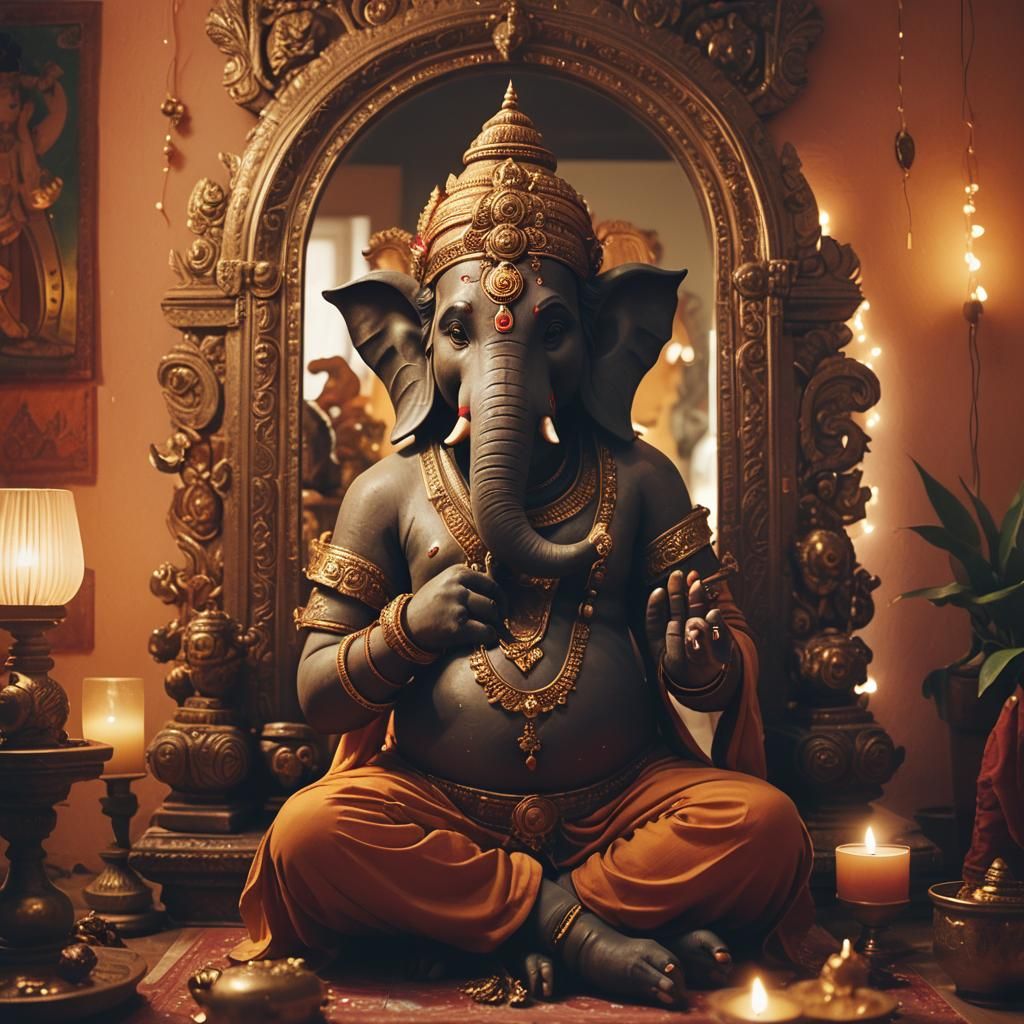 Ganesha and Professor Chat in Cozy Household
