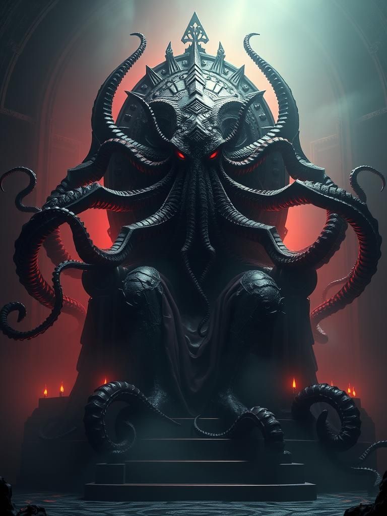 Cthulhu on Cyclopean Throne in Unreal Engine 3D