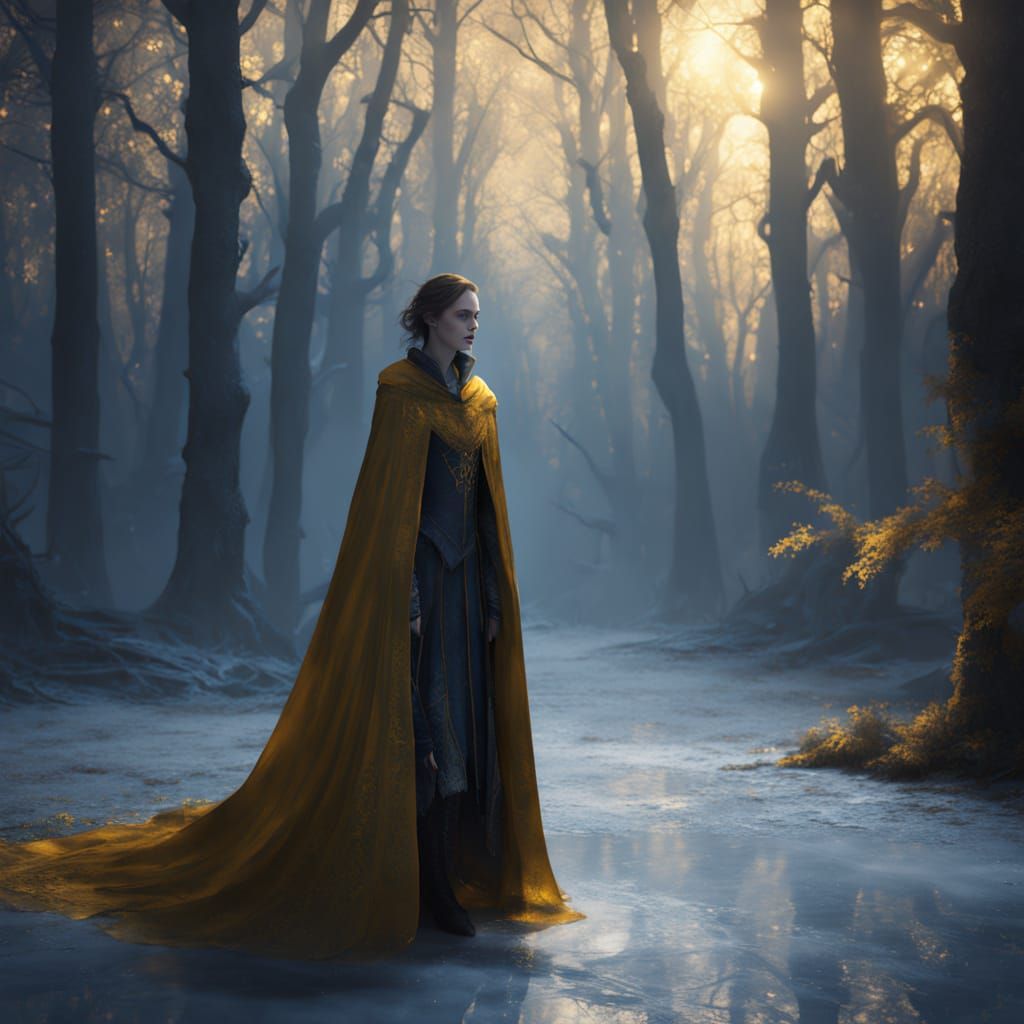 Gothic Vampire Ice Skater in a Dark, Mystical Forest