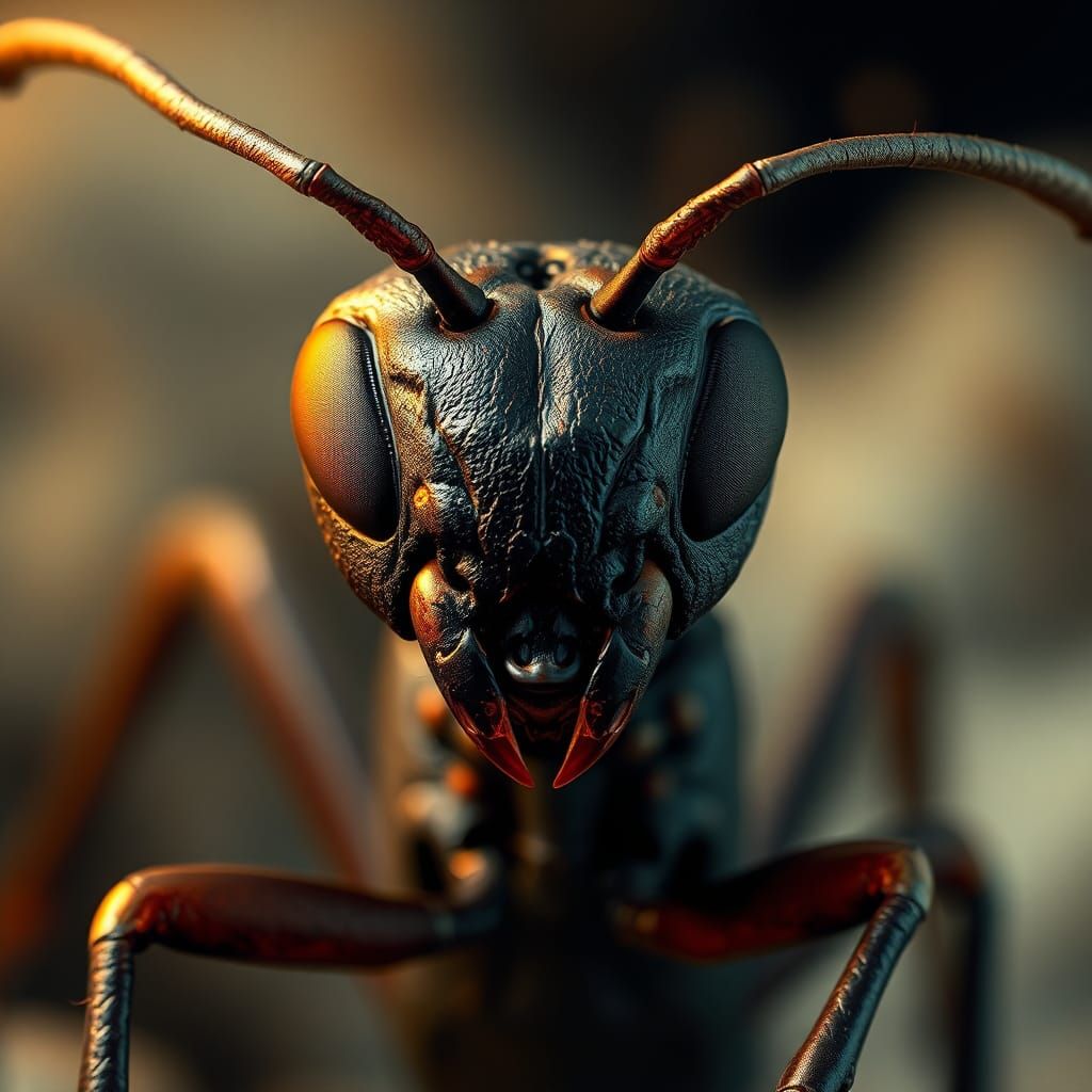 Ant Portrait in Hyper-Realistic Art Nouveau Style