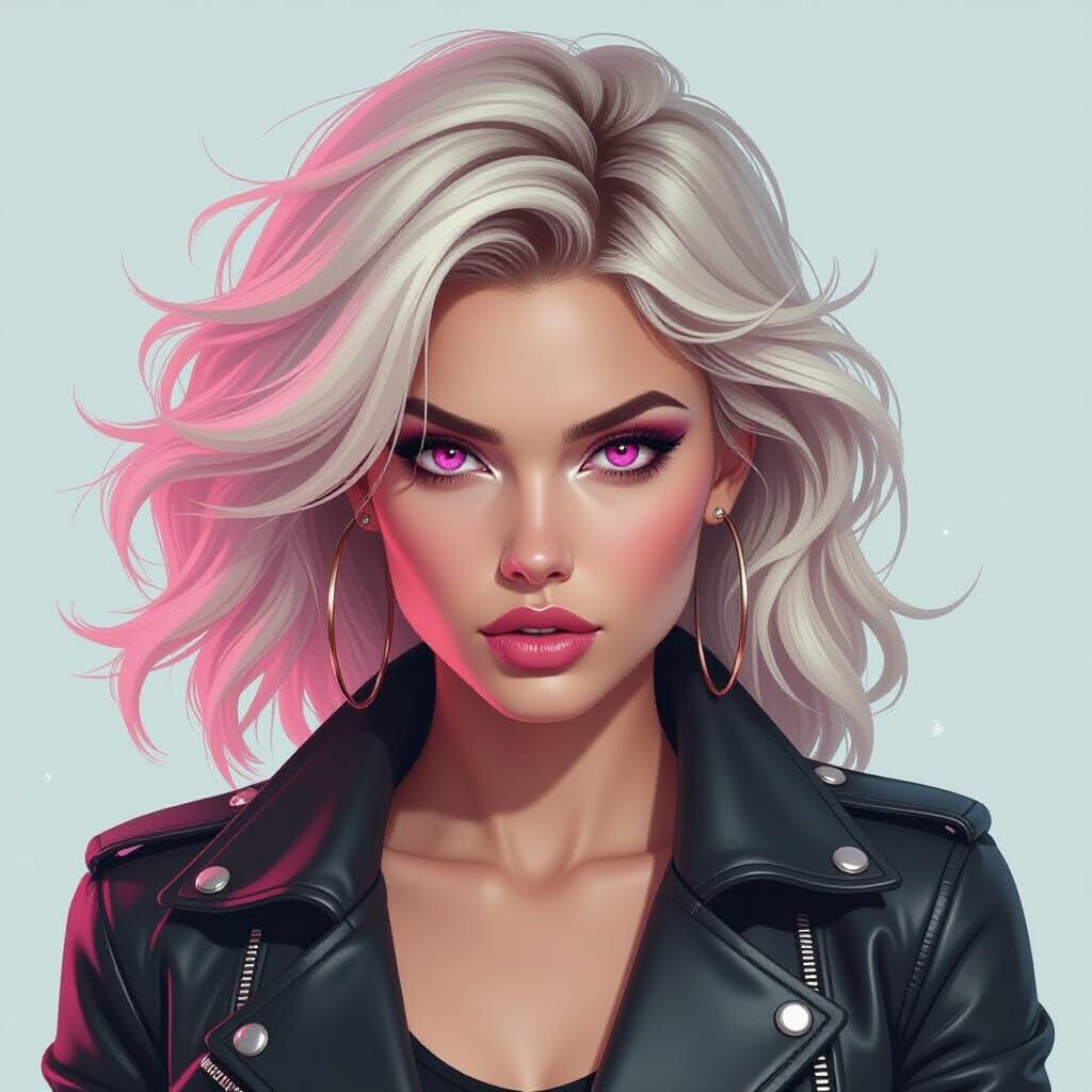 Pink-Haired Woman with Cyberpunk Flair