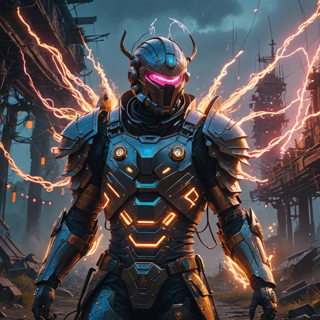 Mystical Landscape with Armored Figure in Fantasy Art