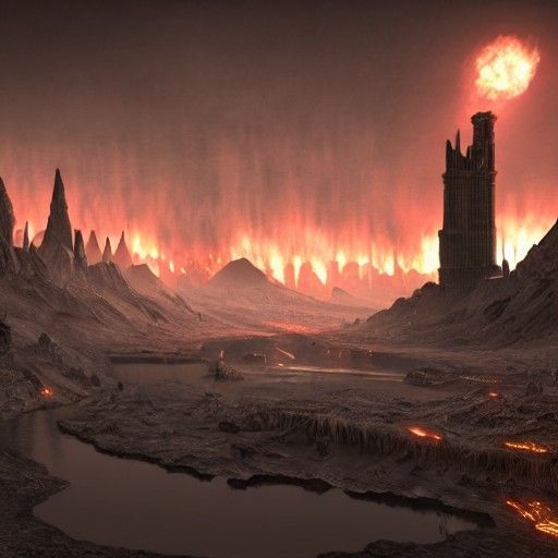 Mordor Landscape Artwork in Cartoon Style
