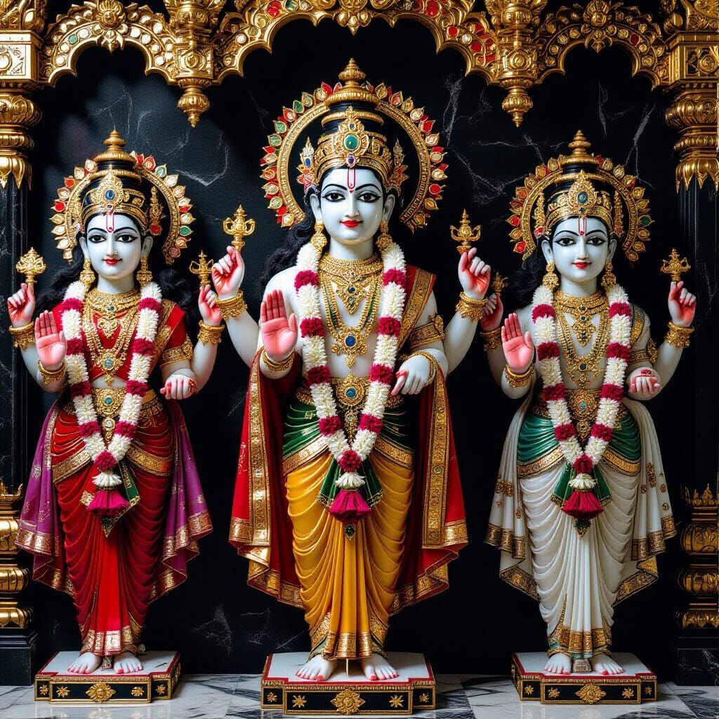 Opulent Indian Gods in Ornate Style