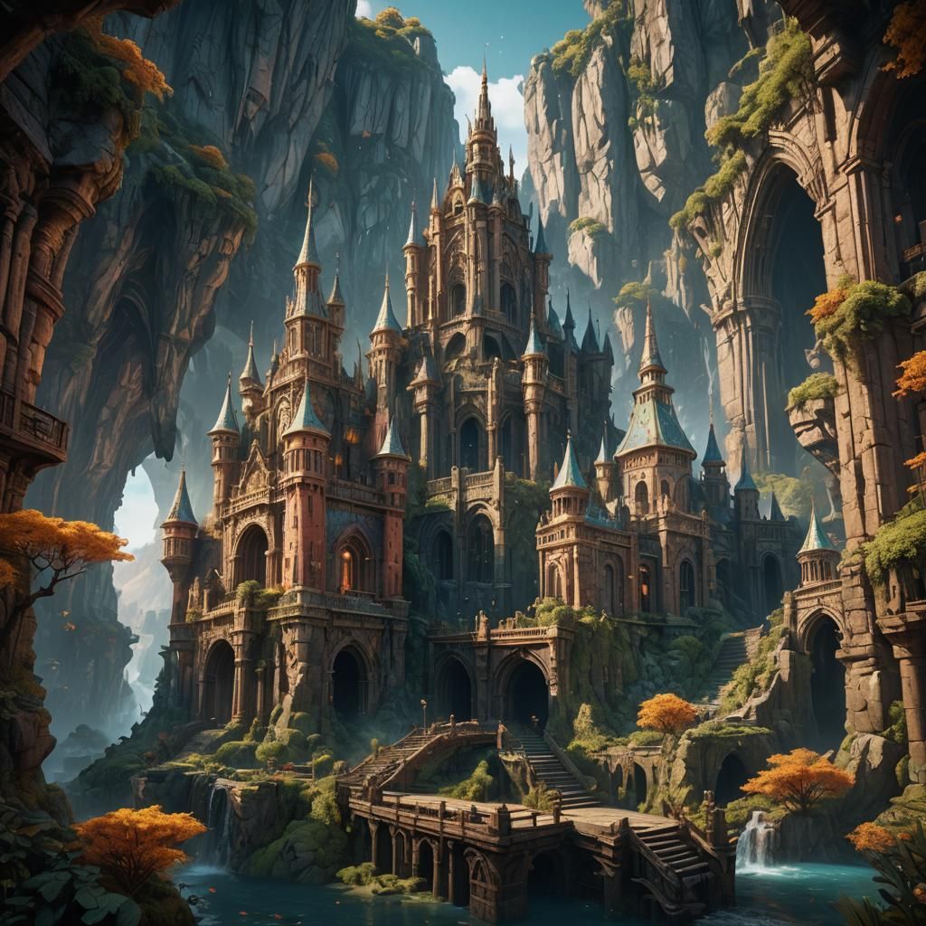 Fantastical Diamond Composition in Detailed Matte Painting S...