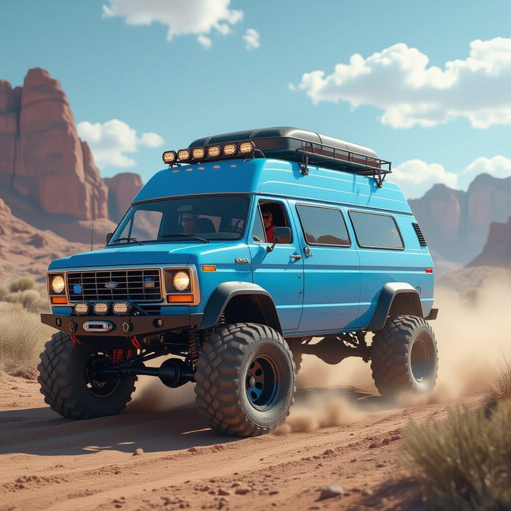 Modified Ford Van Off-Road Race in Unreal Engine 5 Style