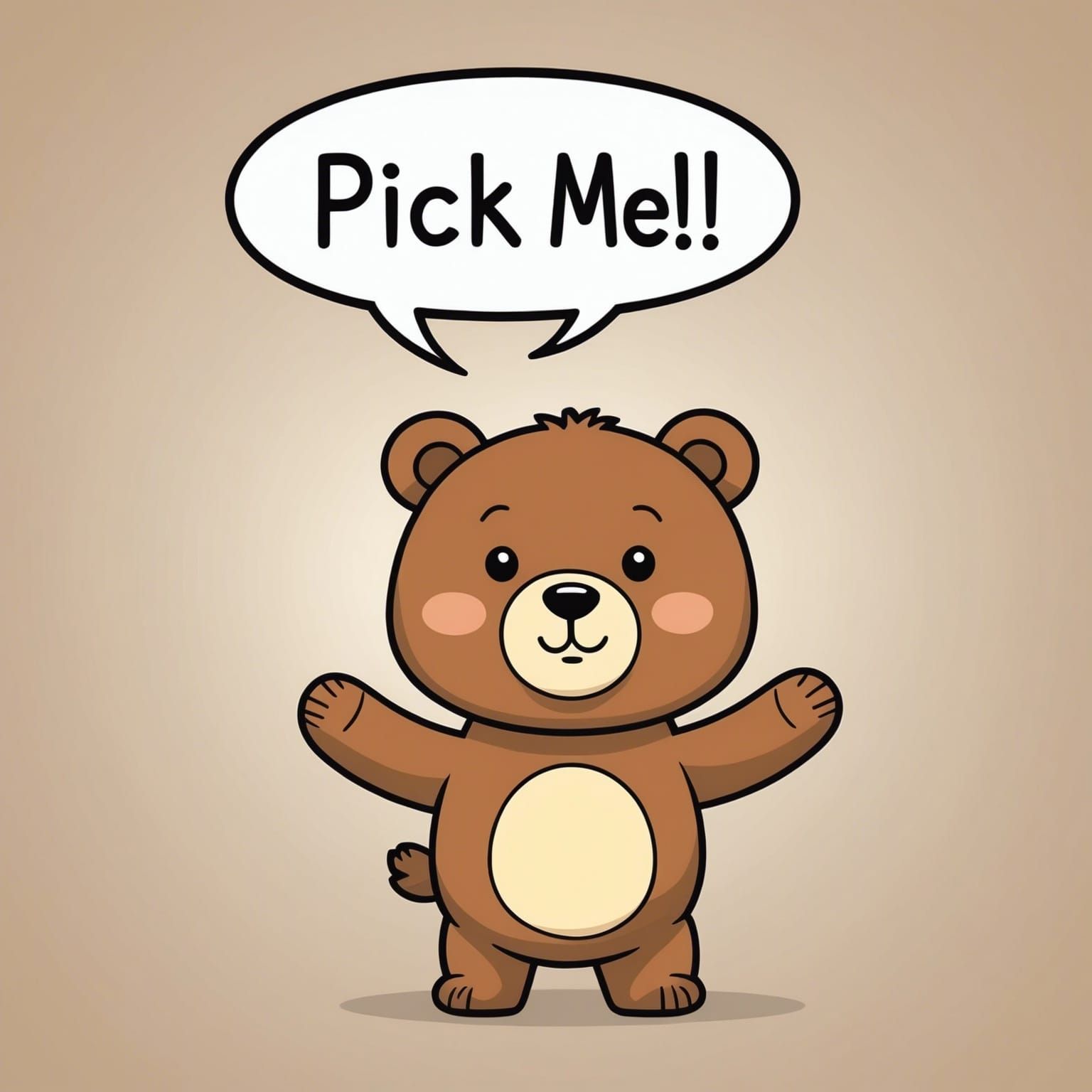 Cute Bear Asks To Be Picked in Cartoon Style