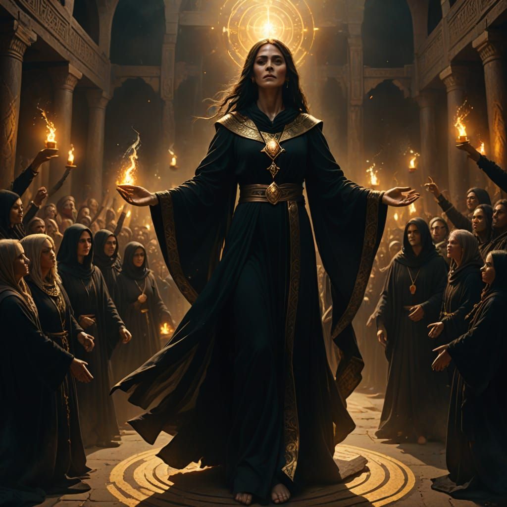 High Priestess Levitating in Dark Fantasy Concept Art