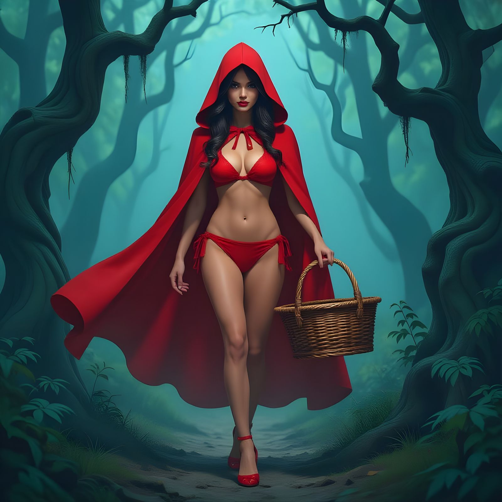 Red Riding Hood Bikini in a Creepy Forest