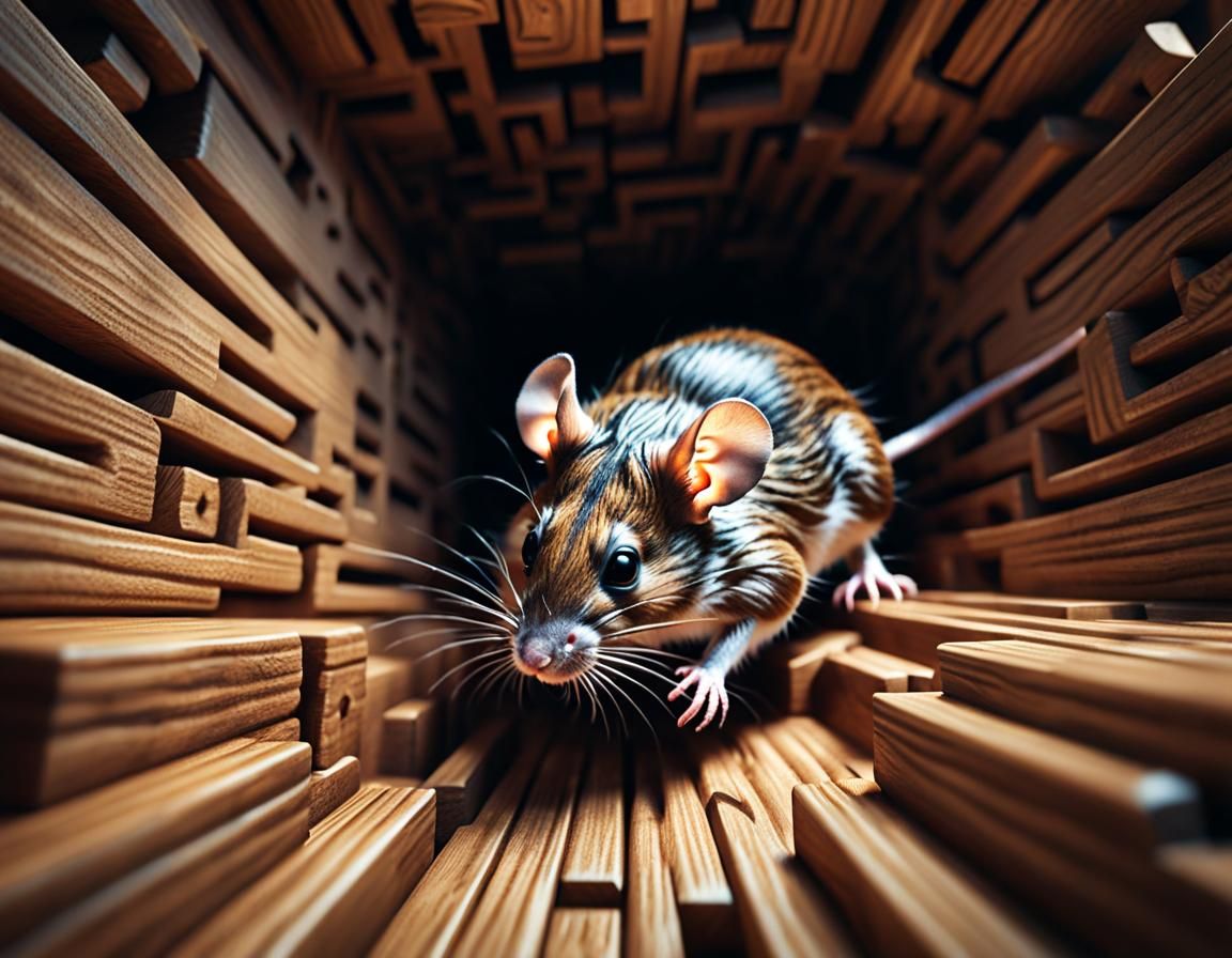 Mouse in Maze: Photorealistic Bird's Eye View
