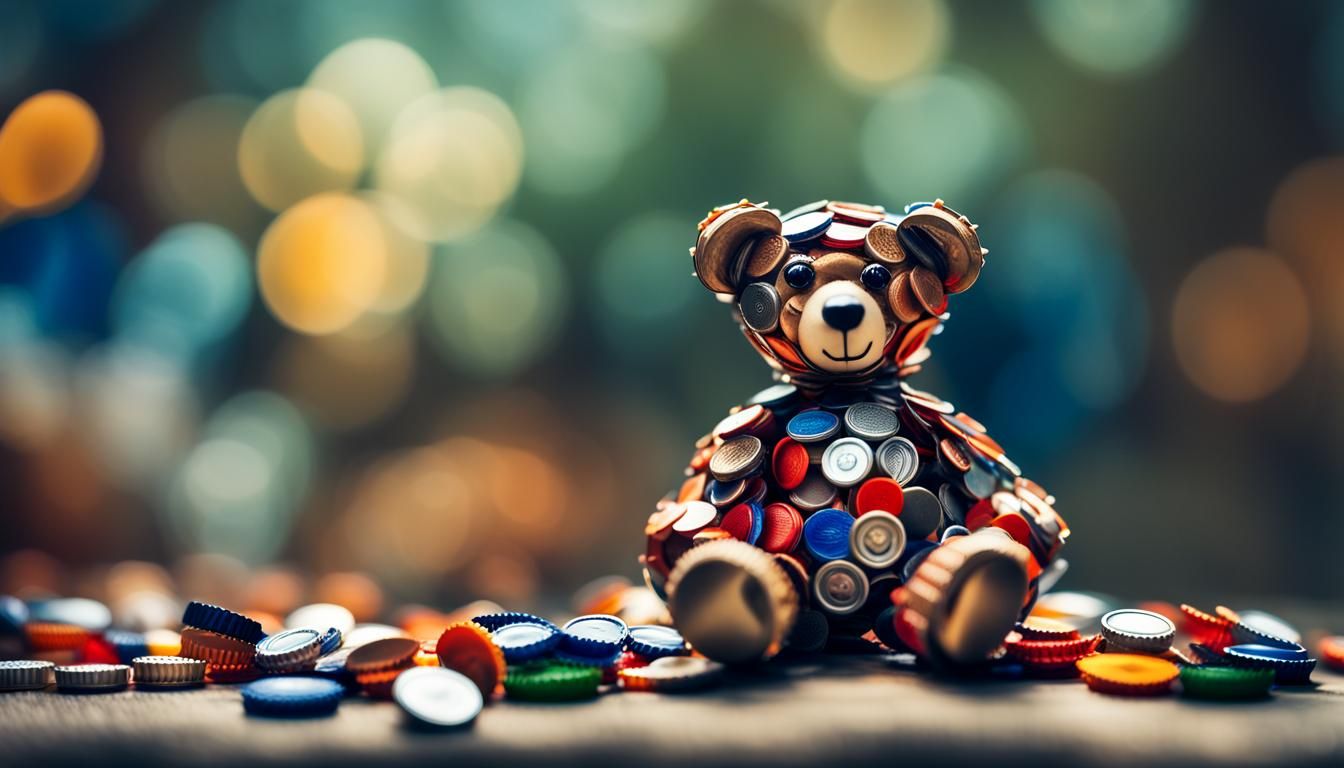 Cute teddy bear Made of Bottle Caps