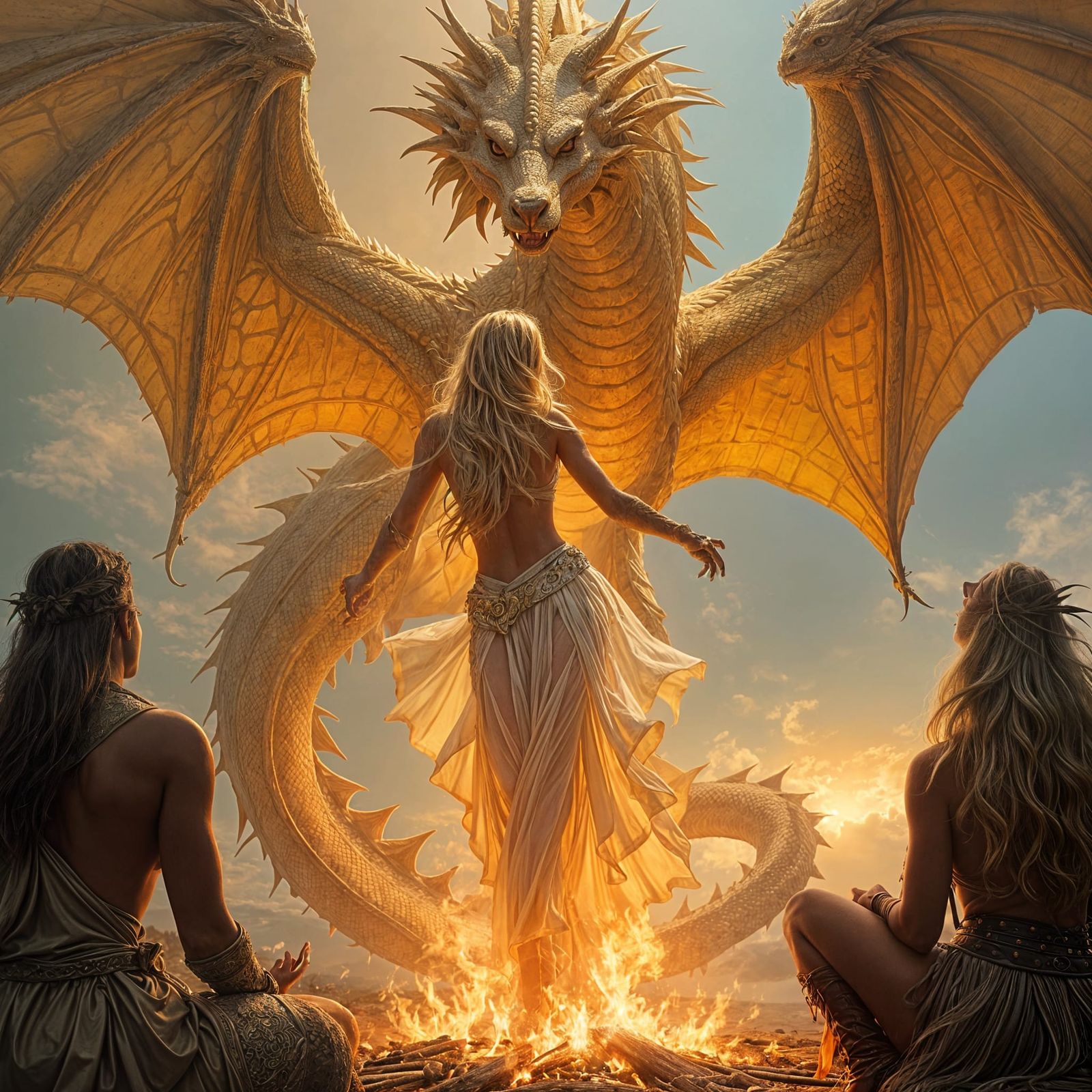 Mystical Dragon Encounter in a Primal Landscape