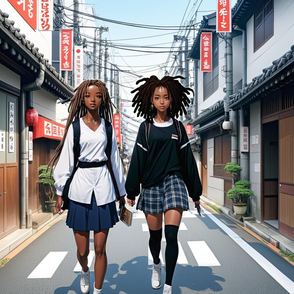 Black Girls in Korea: Anime-Inspired Street Scene