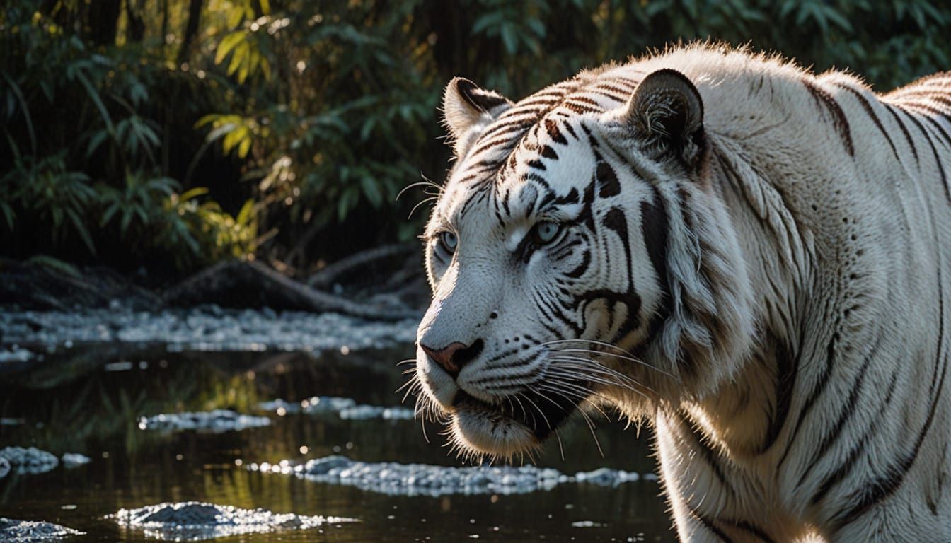 Majestic White Tiger in Cinematic Realism