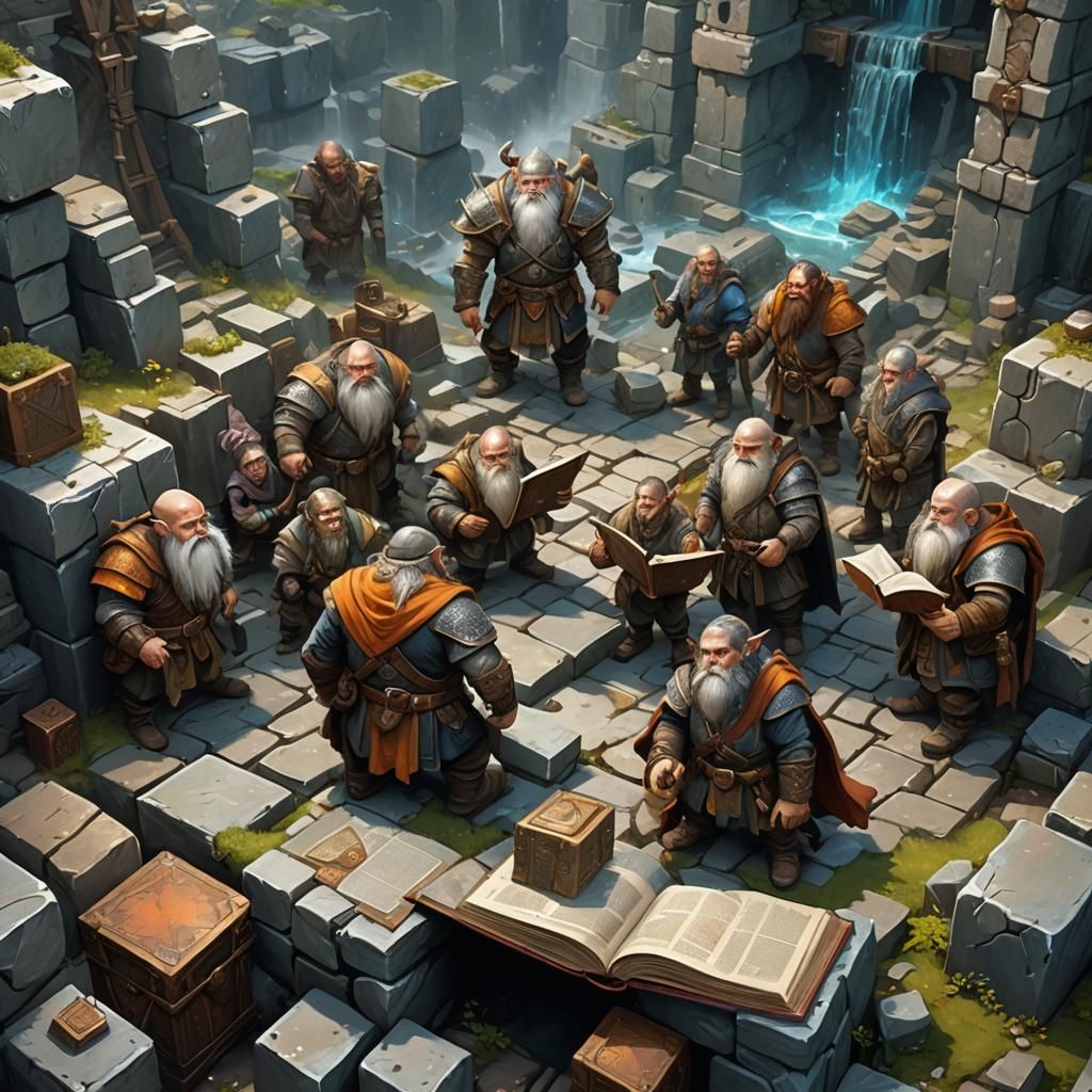 Dwarves Gather Around Ancient Tome in Hoskifell