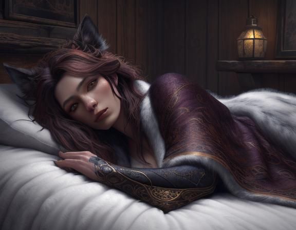 Fury Woman in Her Bed