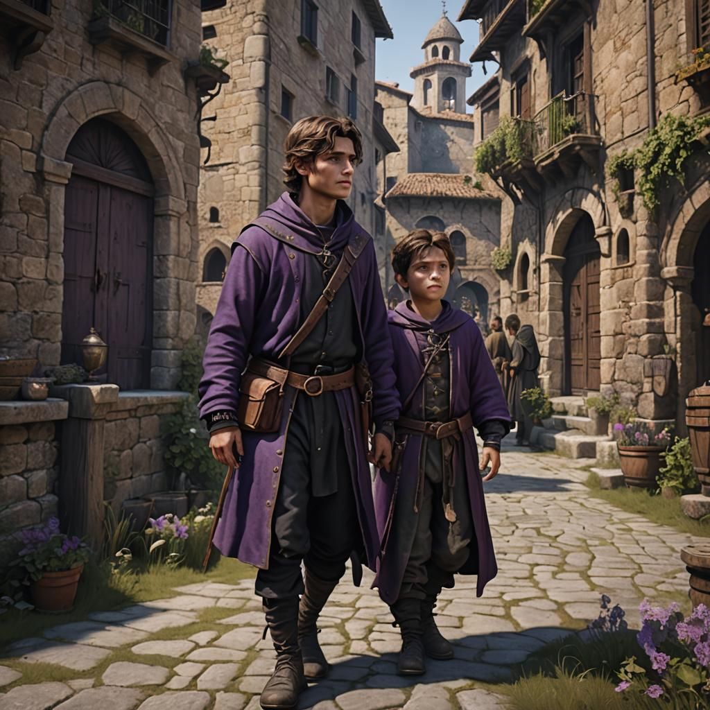 Medieval Italian Peasant Child in Dark Fantasy Style