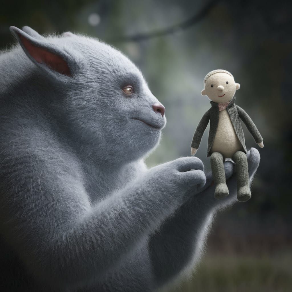 Ethereal Creature Contemplates Ragdoll Fabric Form