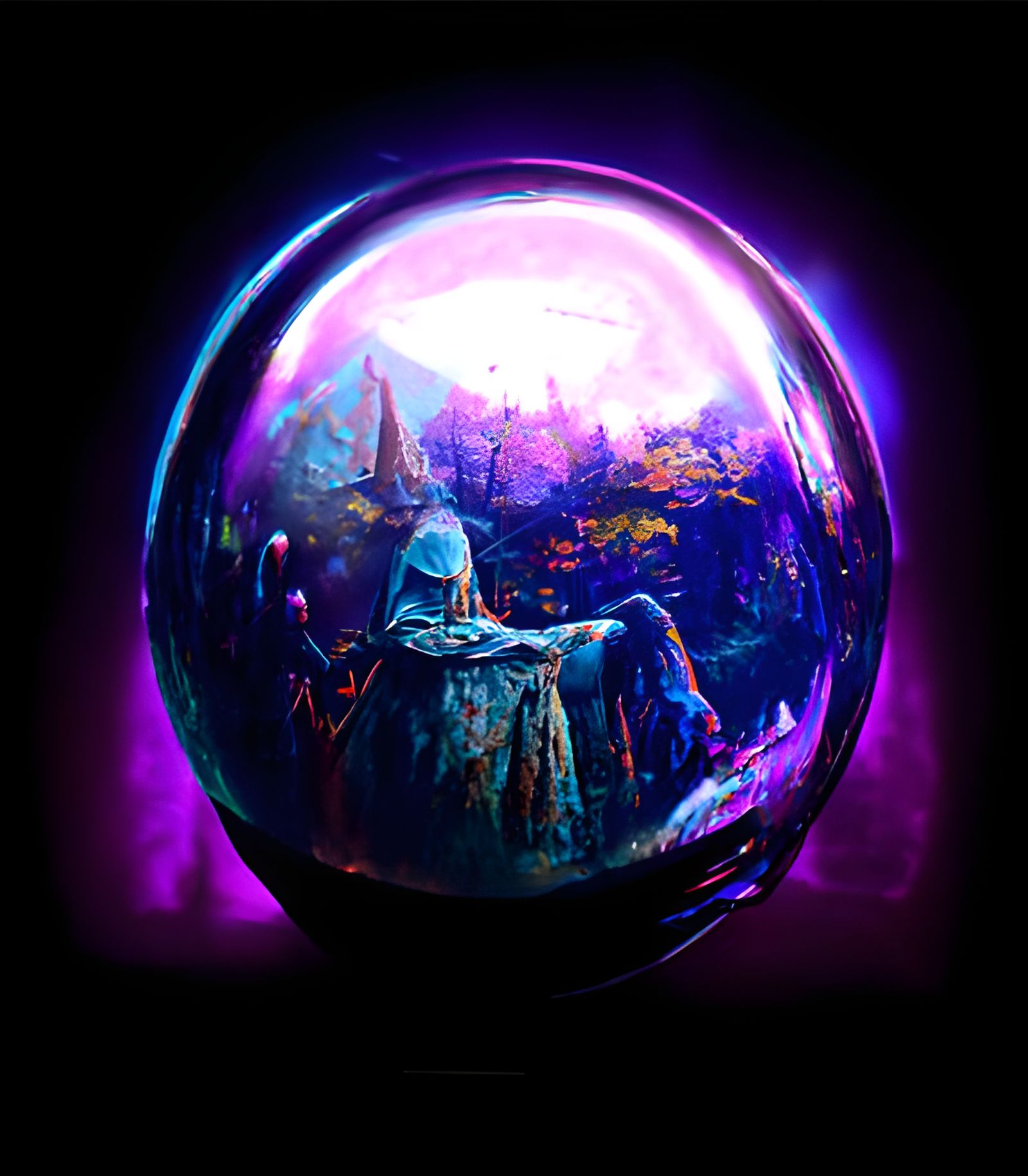 Magical Realm in Crystal Ball, Hyperrealistic Detail