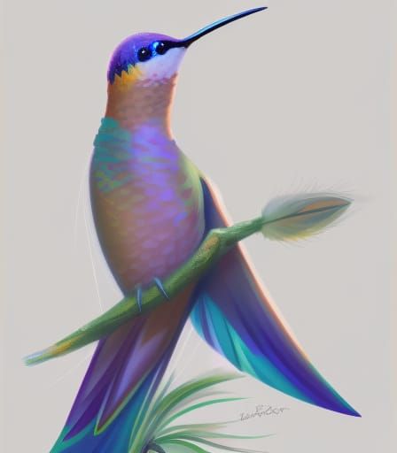 Hummingbird with Glass-Like Feathers: Digital Concept Art