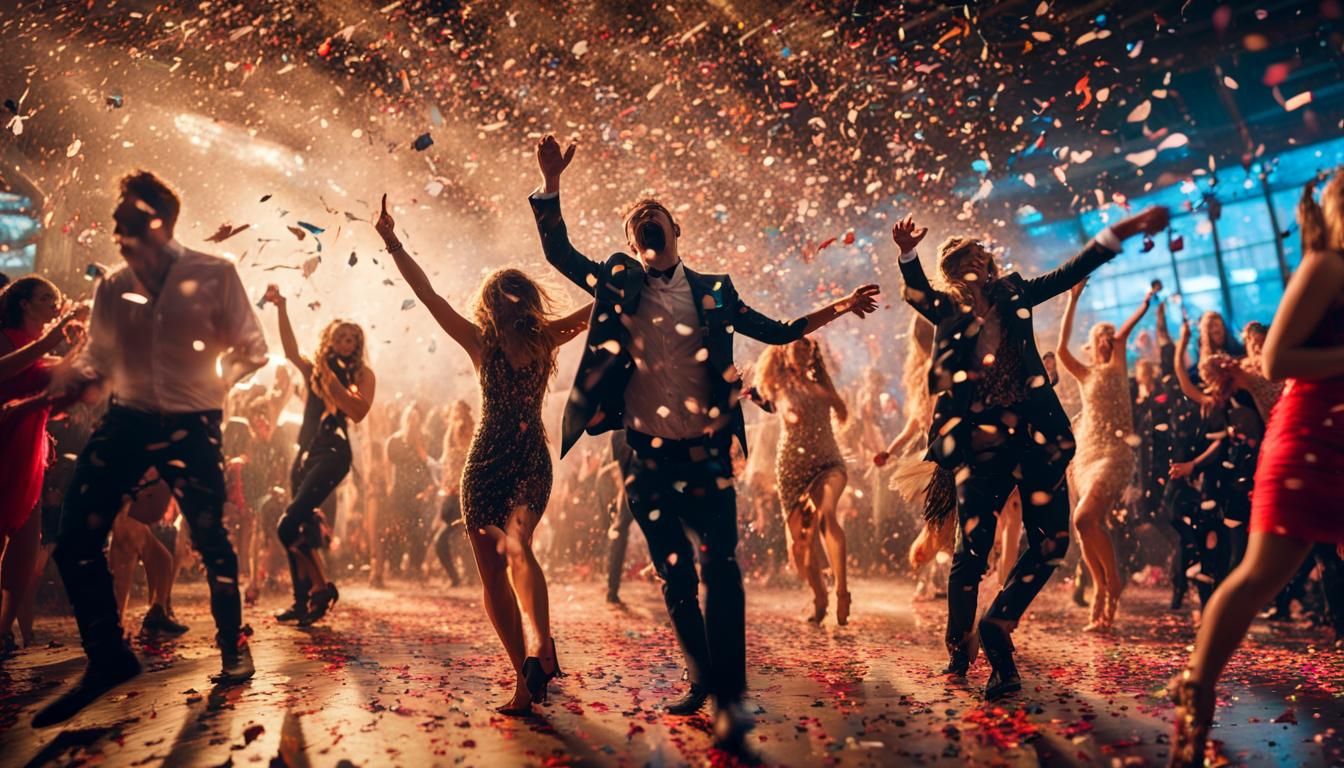 New Year's Eve Dance Party in Digital Photography Style