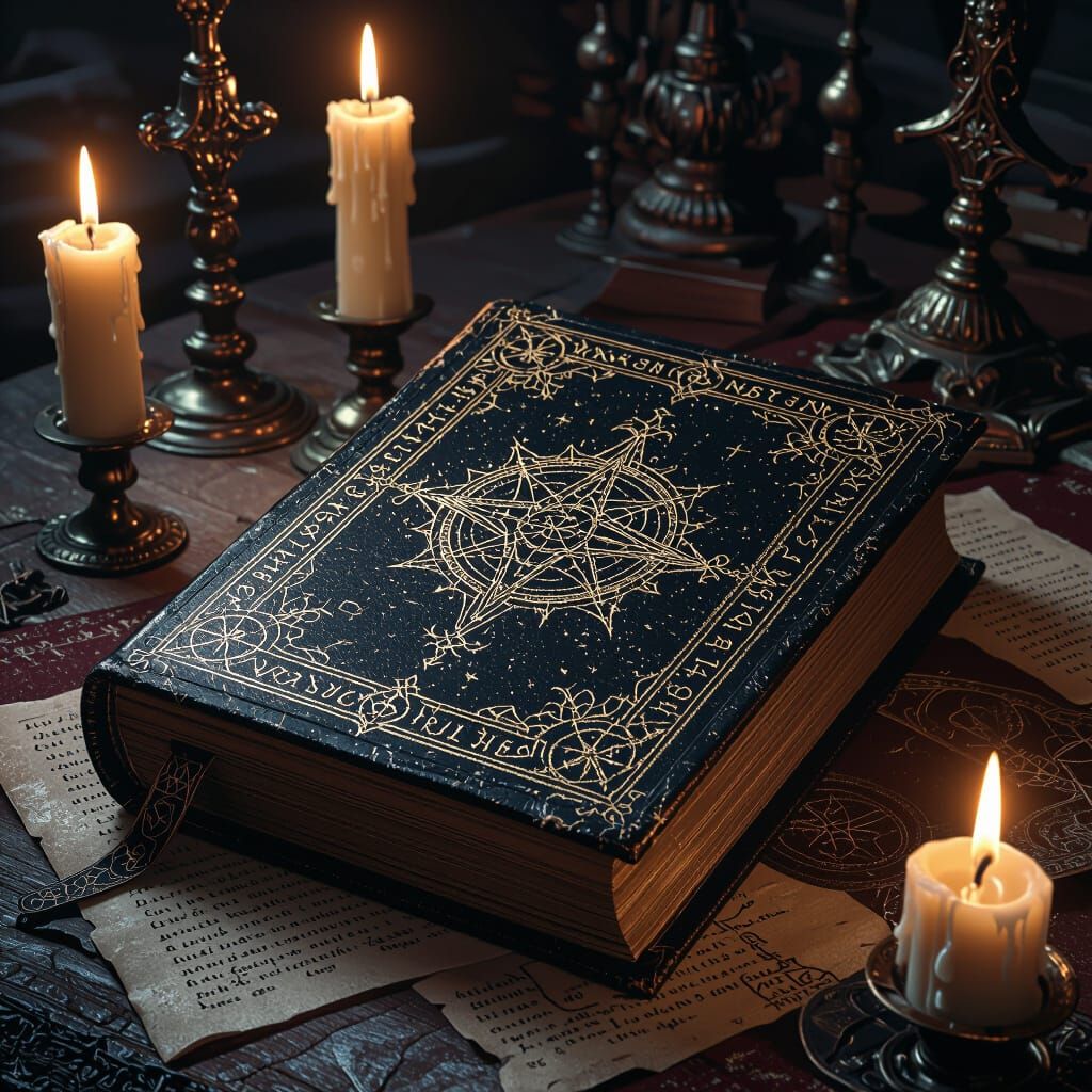 Mysterious Enochian Tome with Arcane Symbols