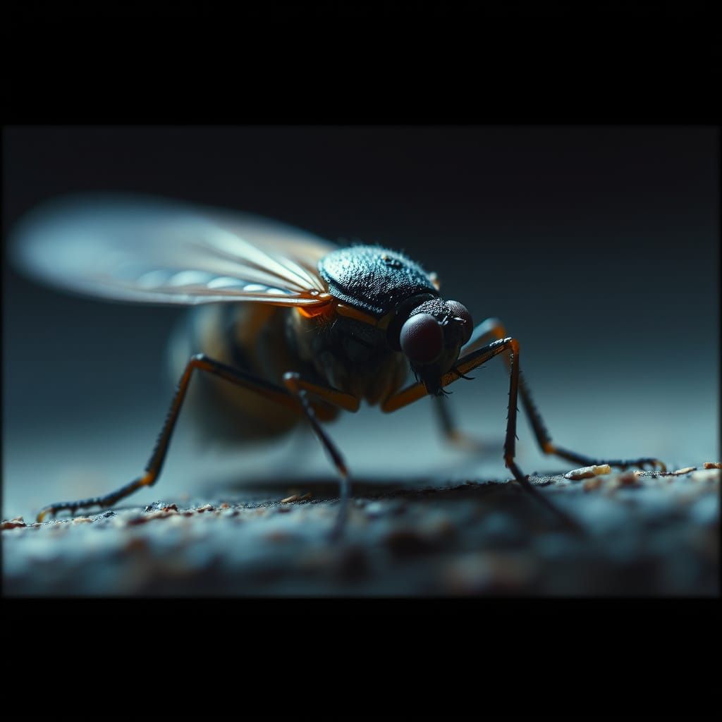 Hyperrealistic Macro Image of a Fly