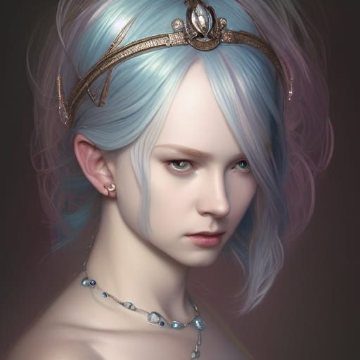 Albino Goddess Portrait in Art Nouveau Style