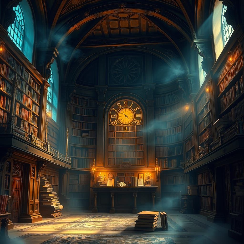 Majestic Chronicle Libraries in Detailed Matte Painting Styl...