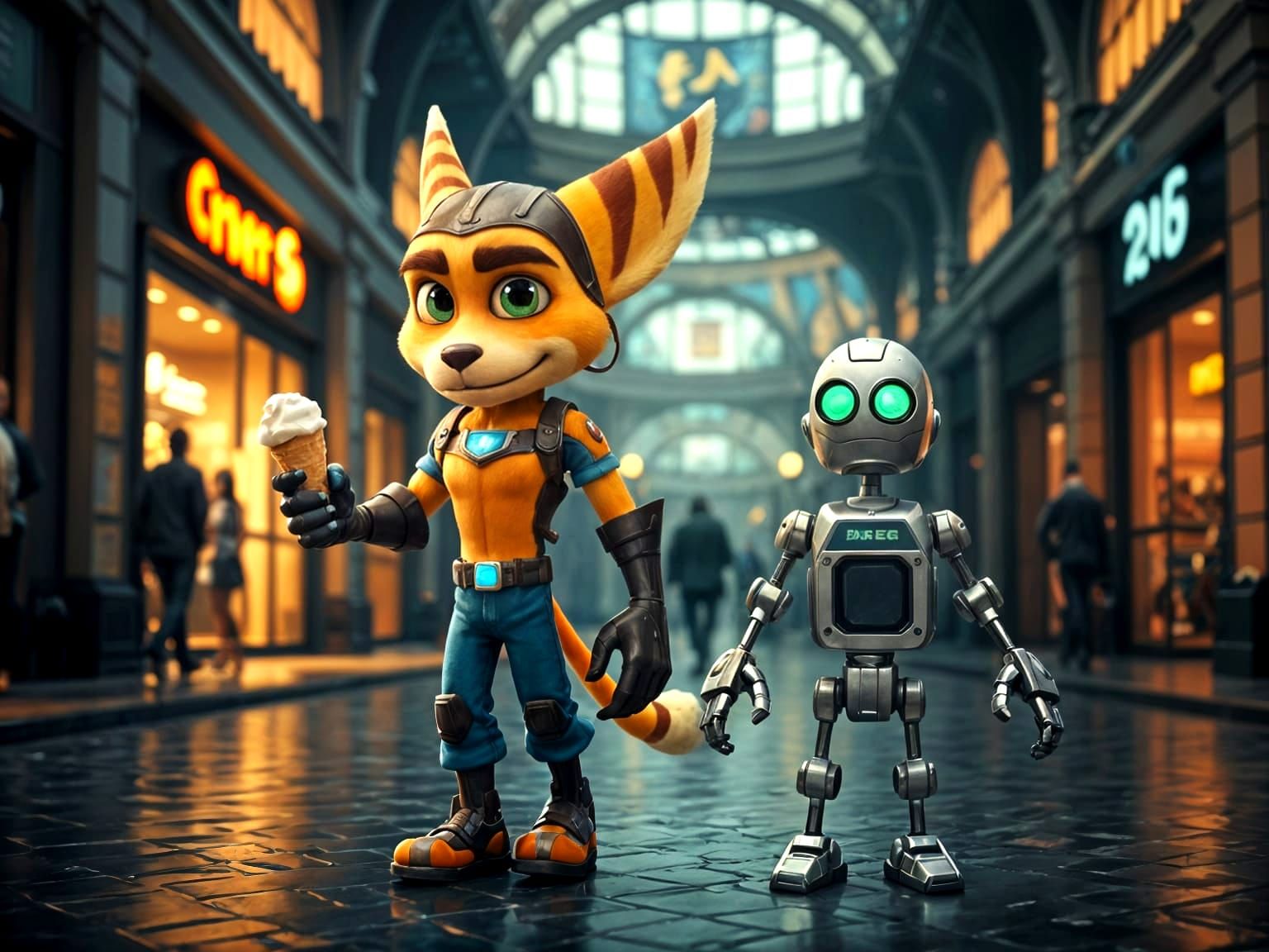 Ratchet and Clank at the shopping mall