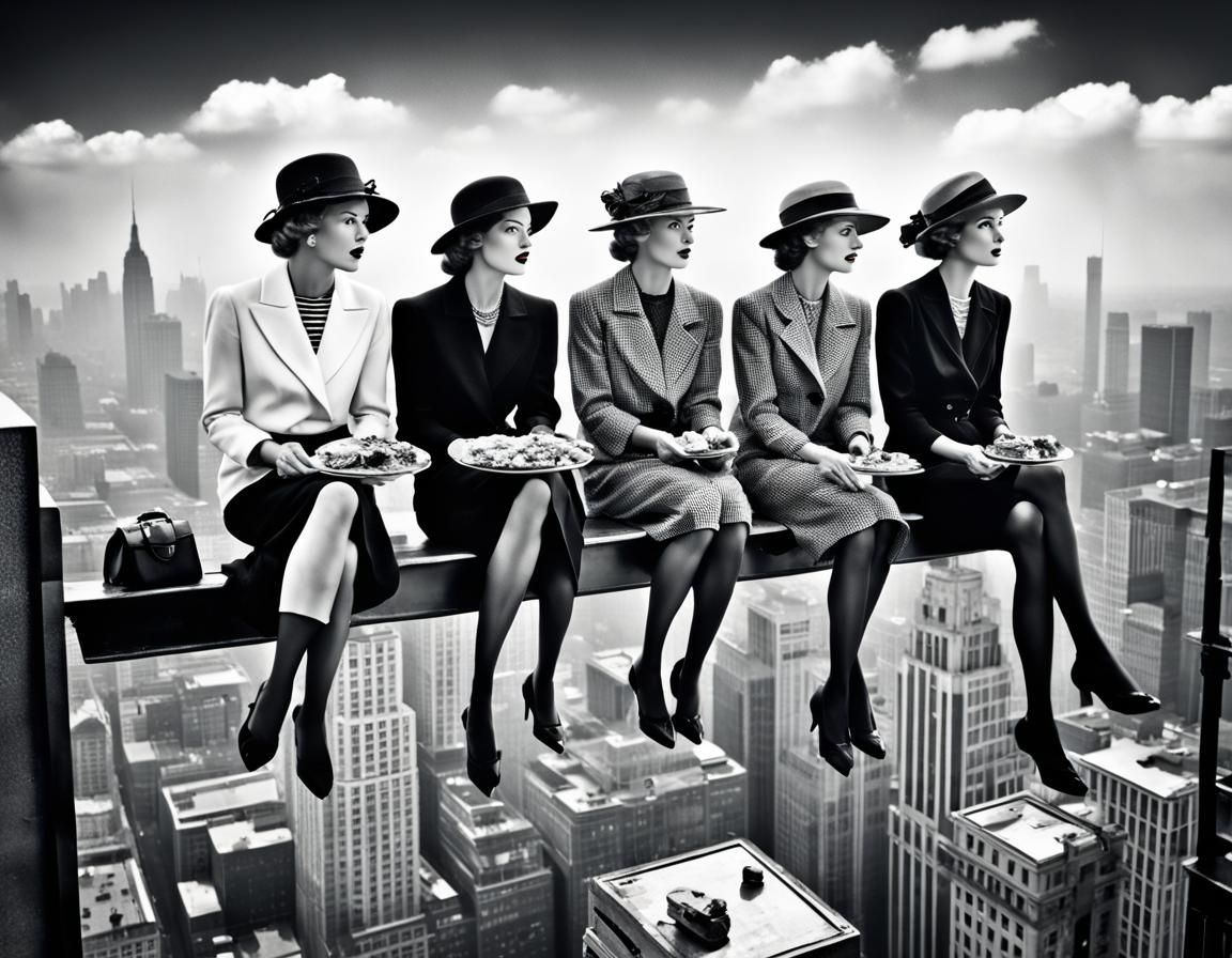 Women's Lunch Atop Skyscraper in Alternate History