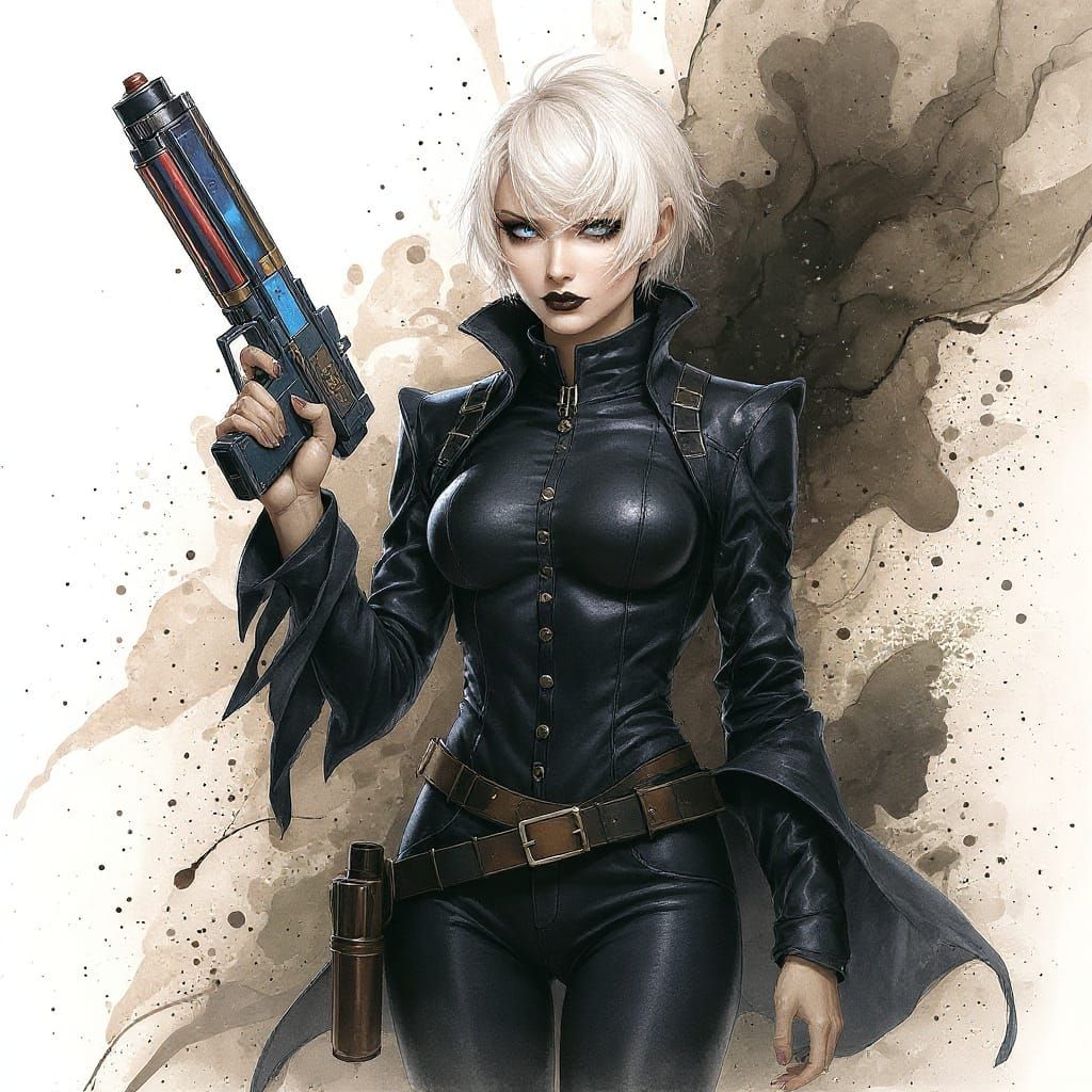 Sci-Fi Blaster Pistol in Red, Blue, and Gold