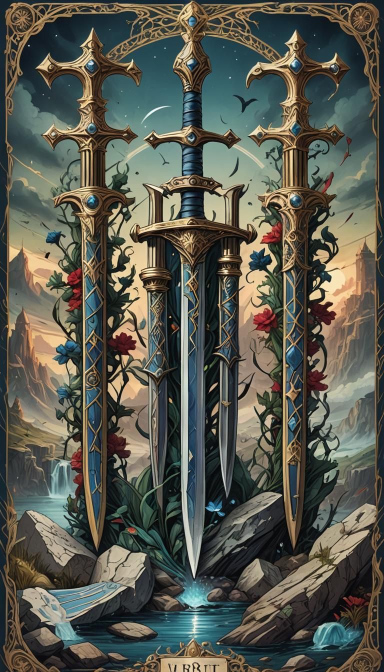 Four of Swords Tarot Card in Detailed Matte Style