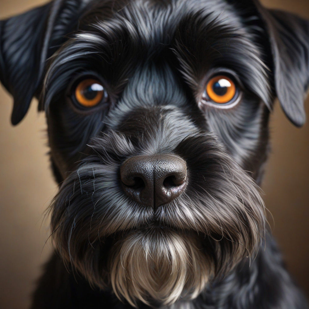Stunning Black Schnauzer Portrait with Vivid Moustache