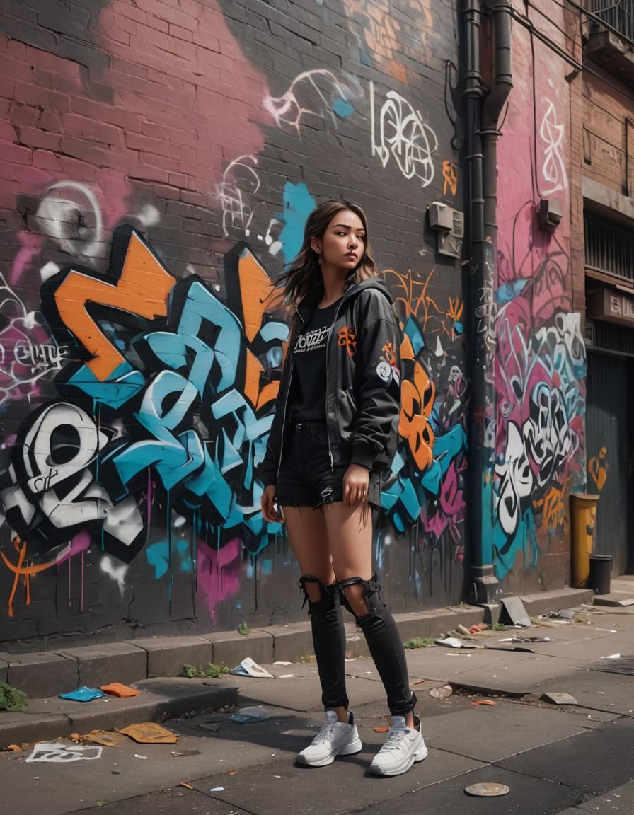 Teen Graffiti Artist in Urban Fantasy Scene