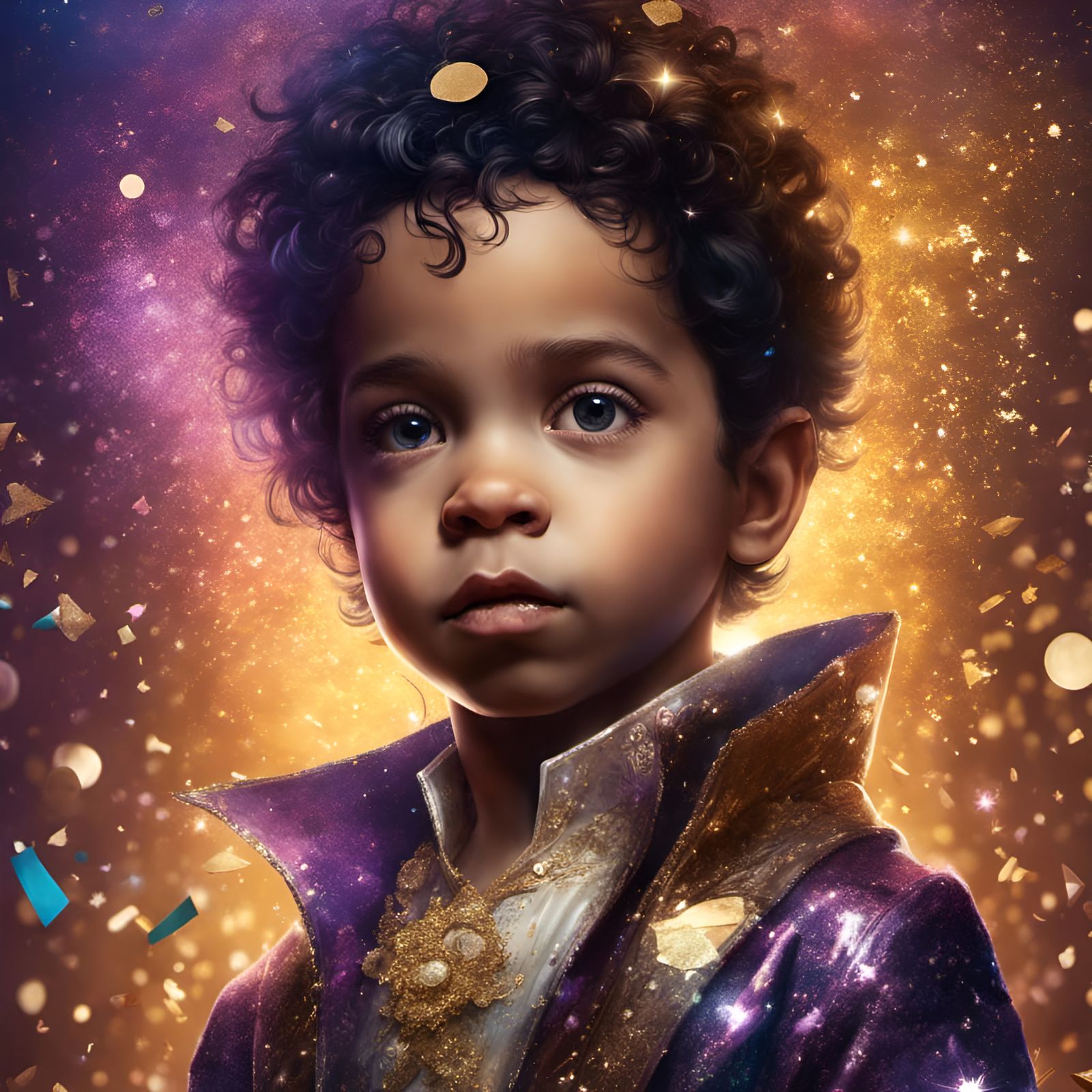 Toddler Artist Portrait in Digital Illustration Style