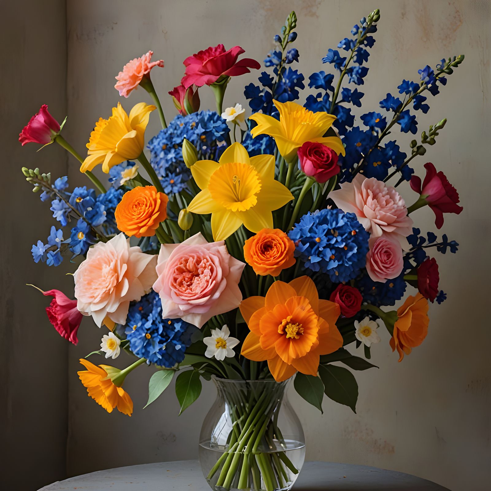 Vibrant Spring Bouquet in Realistic Style