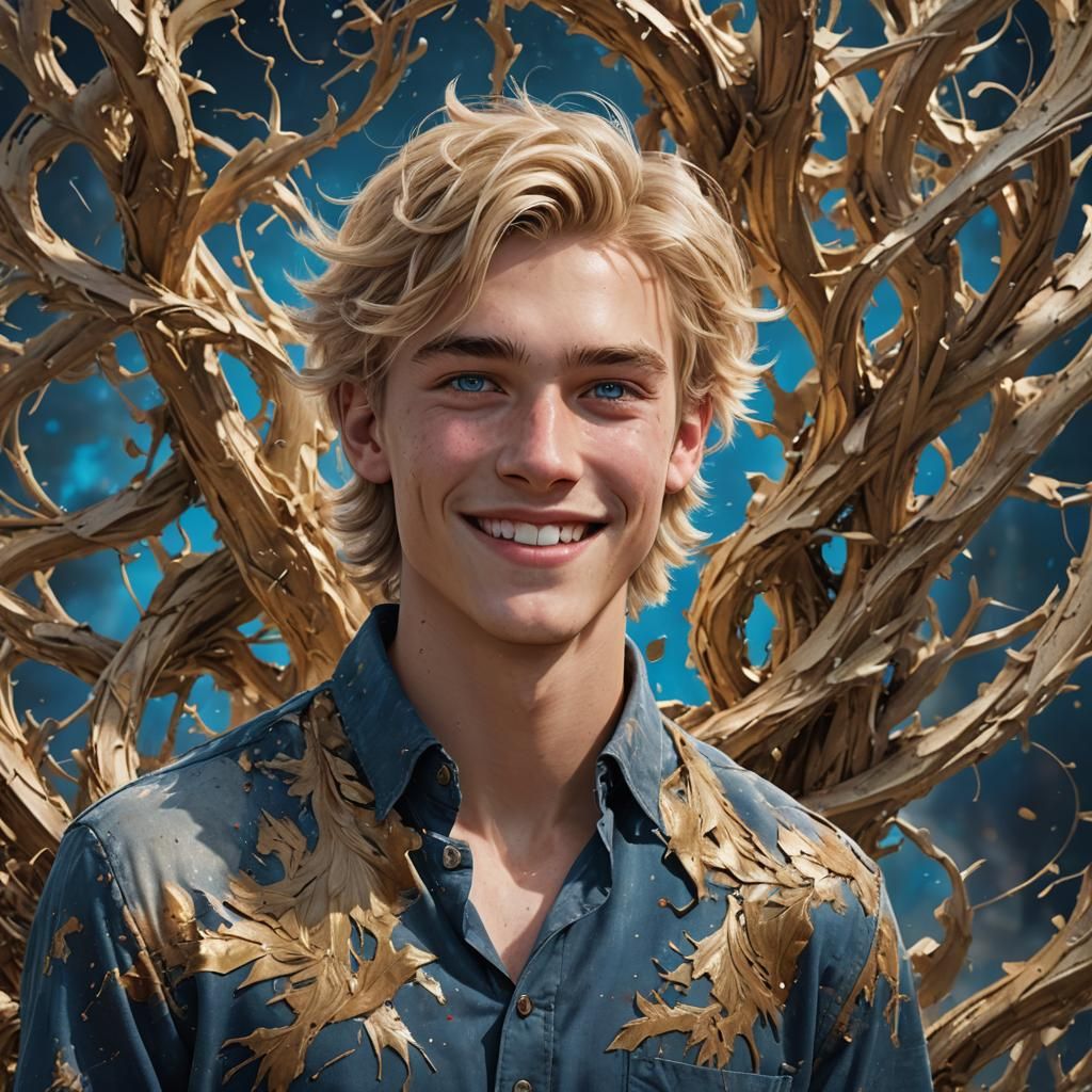 Handsome Blond Teenager Smiling: Fantasy Concept Art