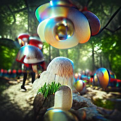 Magic Mushroom Forest in Hyperreal Style