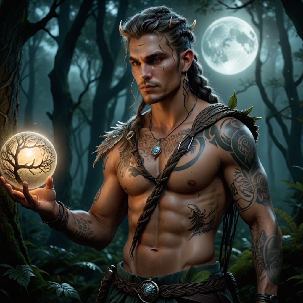 Fae Warrior in Moonlit Forest: Hyperrealistic Digital Art