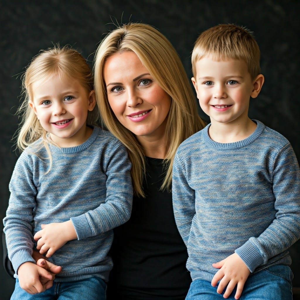 Motherly Love in a Warm Family Scene