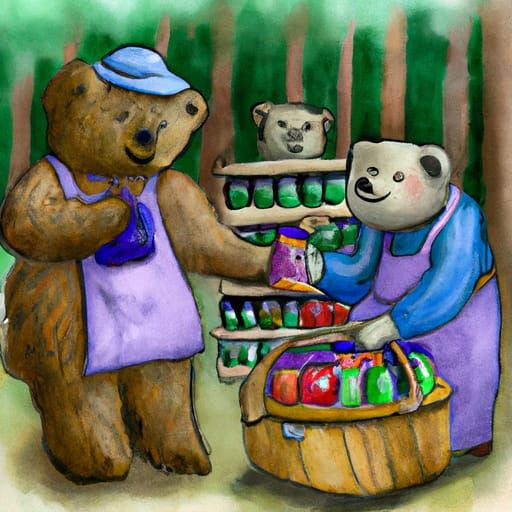 Two Bears Shopping for Jam