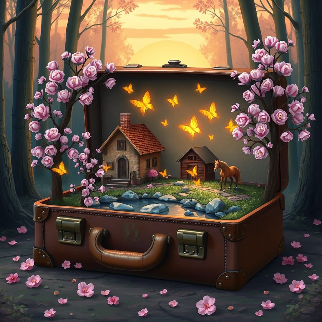 Miniature World Inside a Leather Suitcase