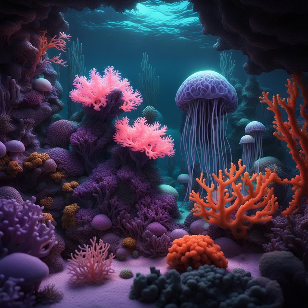 1950s Sci-Fi Underwater Diorama in Blacklight