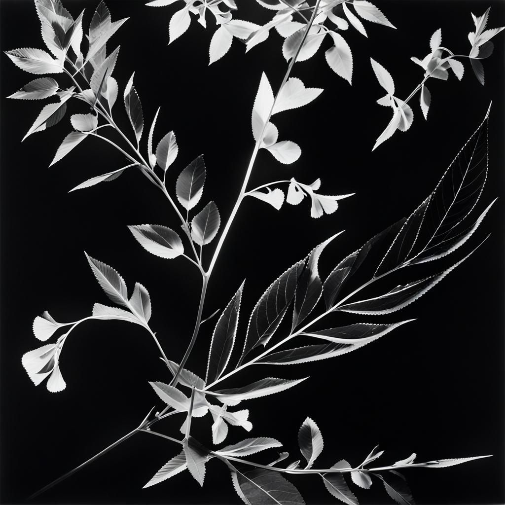black and white photogram, rayograph , solarization, Lightni...