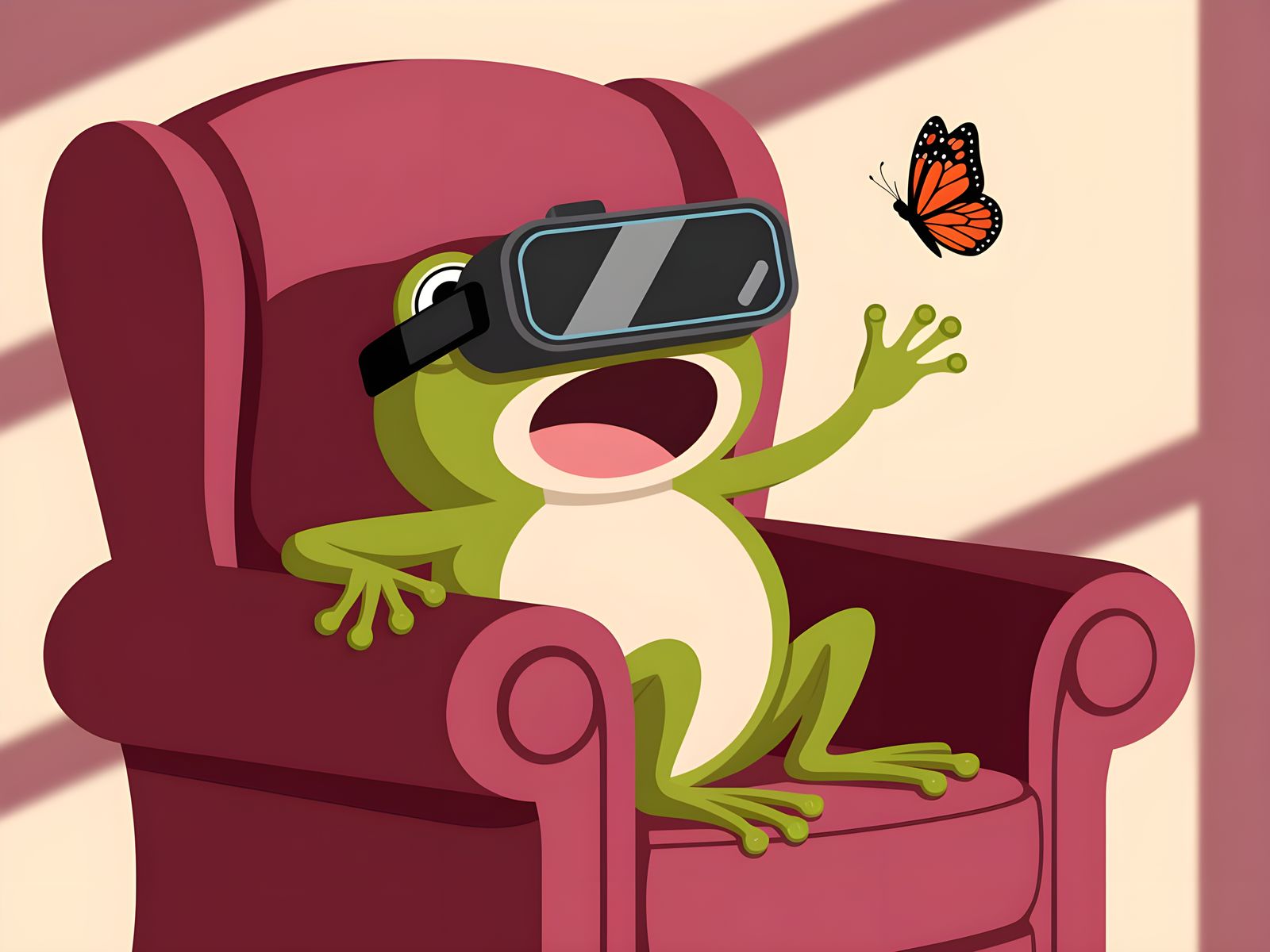 Frog Immersed in Virtual Reality Illustration