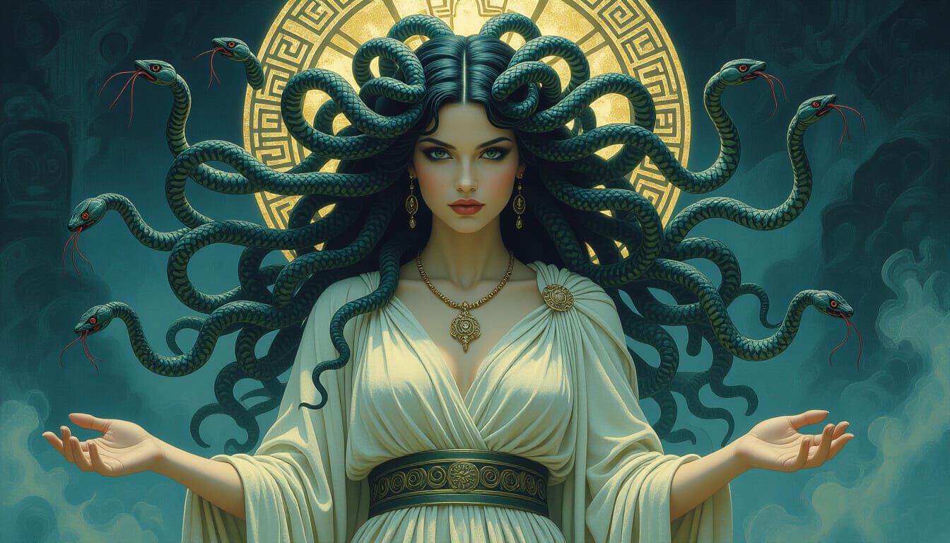 Gothic Medusa with Snake Hair in Dark Mystical Style