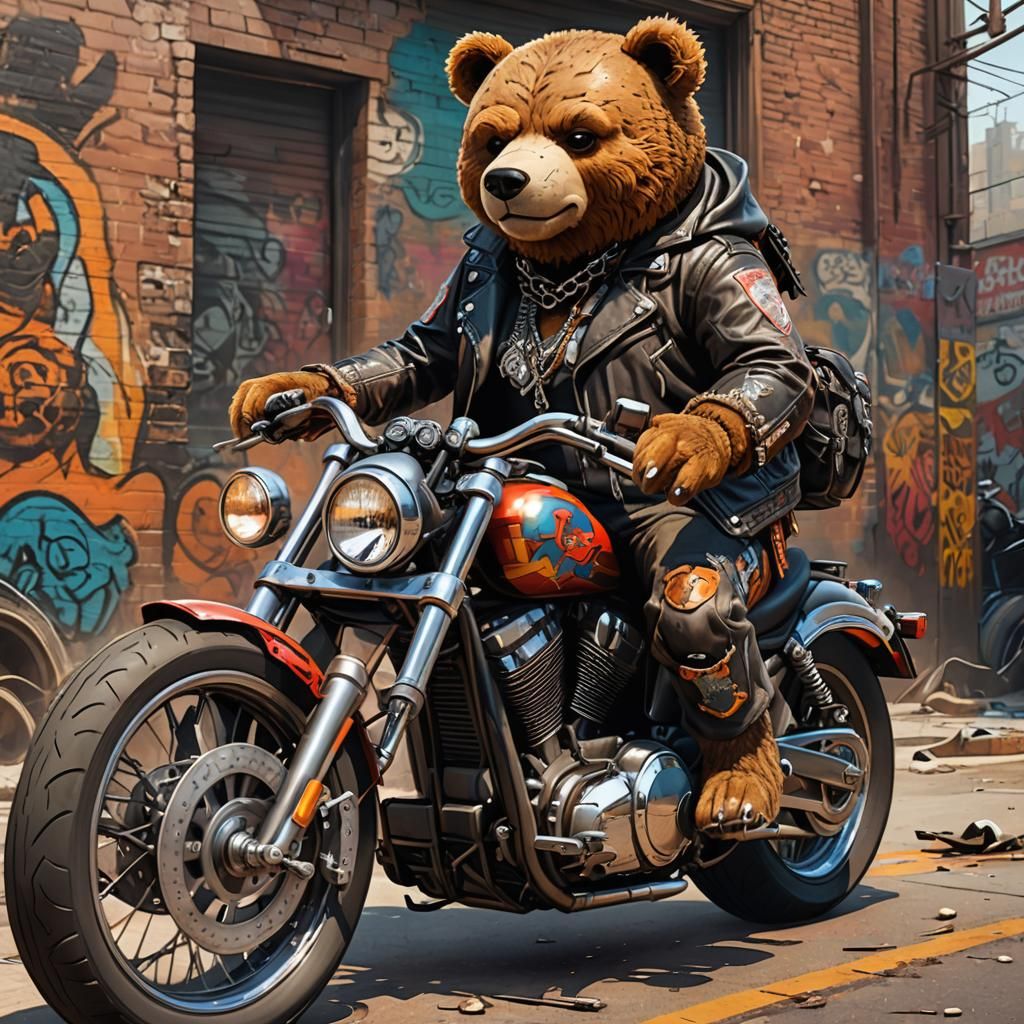 Teddy Bear Outlaw on Harley: 3D Concept Art